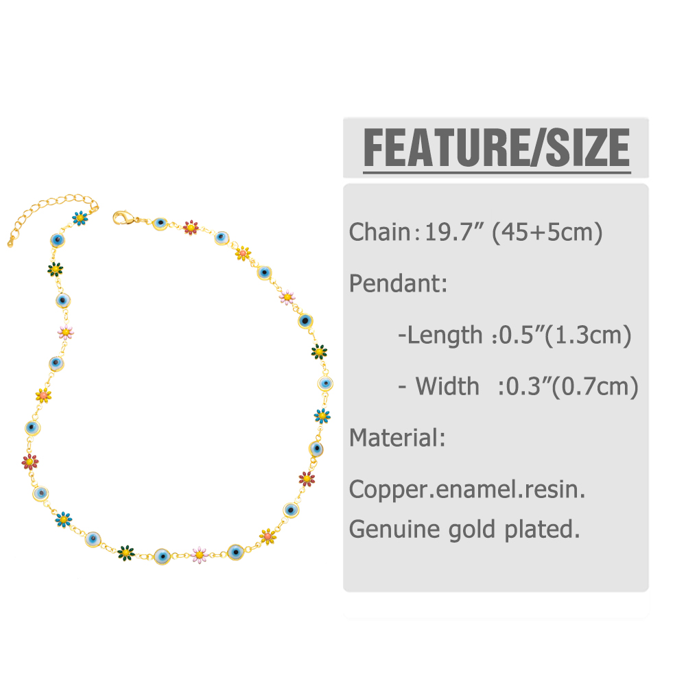 Retro Devilu0027S Eye Flower Copper Enamel Gold Plated Womenu0027S Bracelets Necklace 1 Piece
