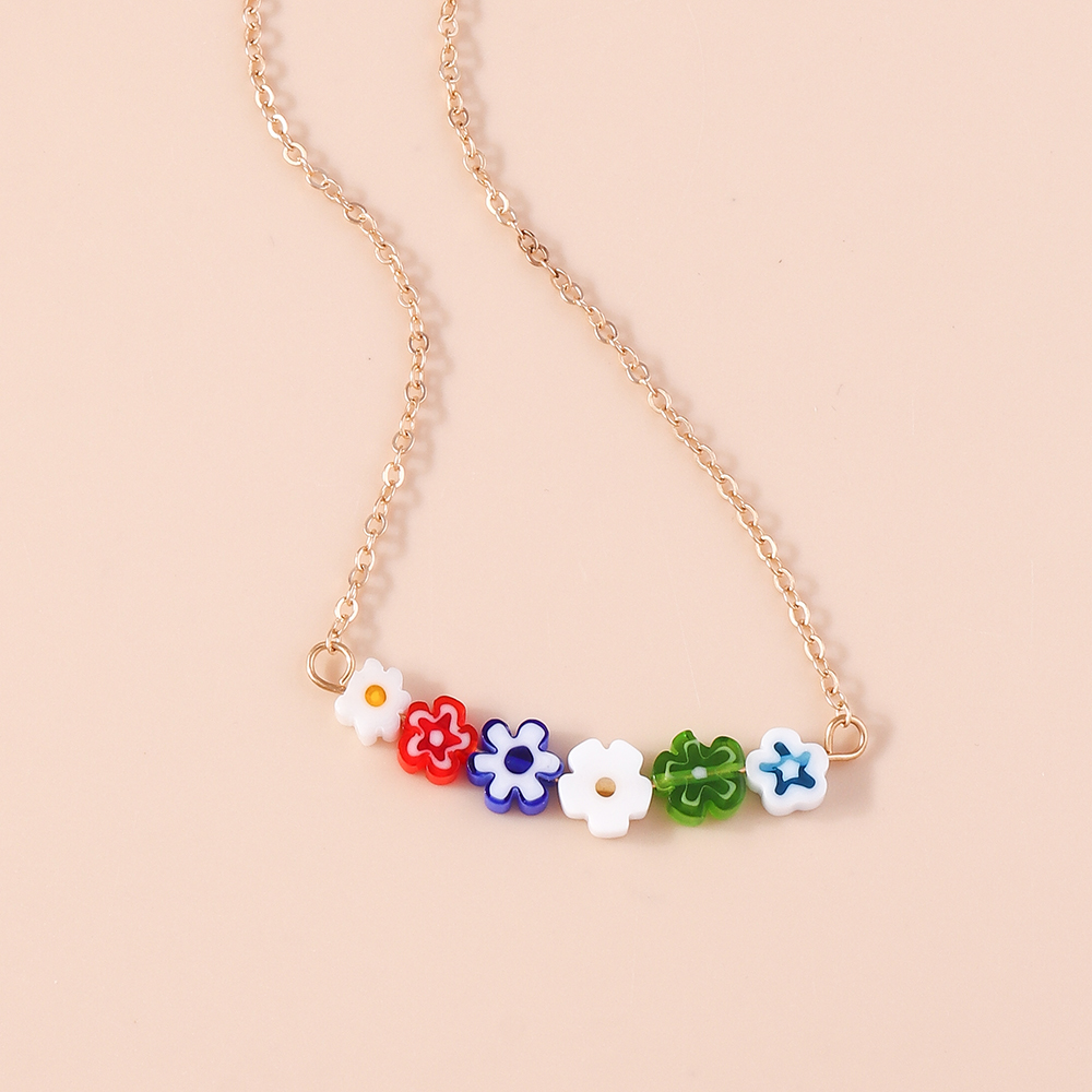 Sweet Flower Alloy Beaded Womenu0027S Necklace 1 Piece