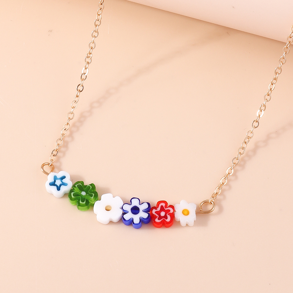 Sweet Flower Alloy Beaded Womenu0027S Necklace 1 Piece