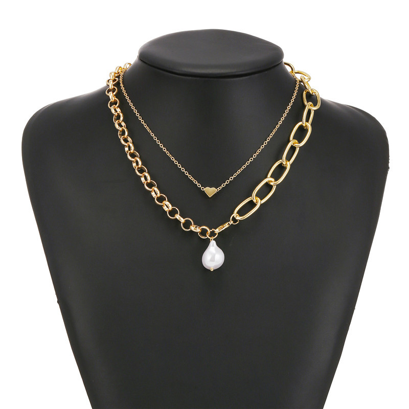 Sweet Heart Shape Alloy Pearl Womenu0027S Necklace 2 Pieces