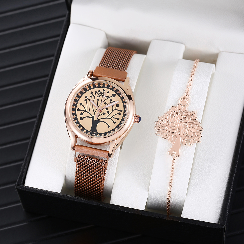 Fashion Tree Folding Buckle Magnet Buckle Quartz Womenu0027s Watches