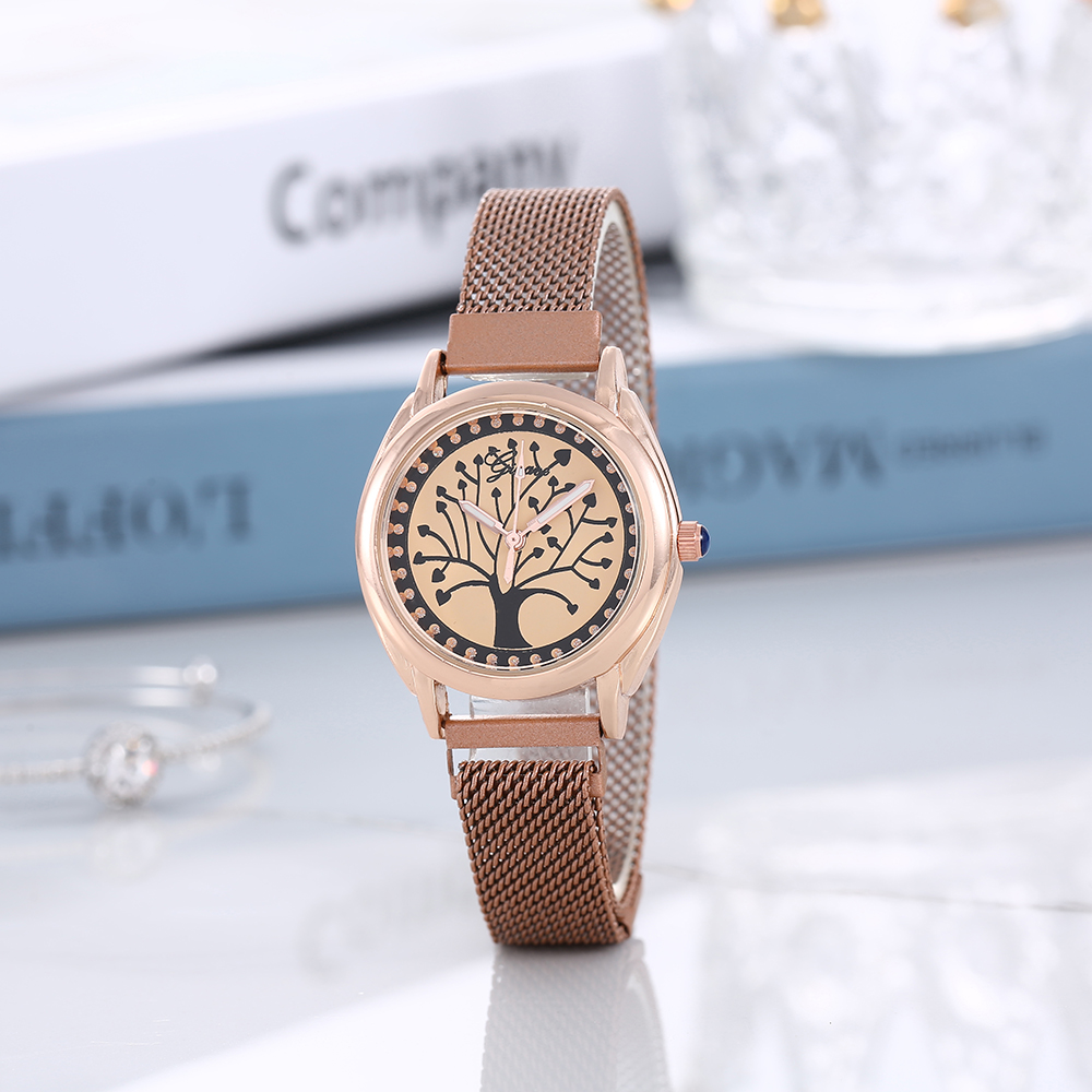 Fashion Tree Folding Buckle Magnet Buckle Quartz Womenu0027s Watches
