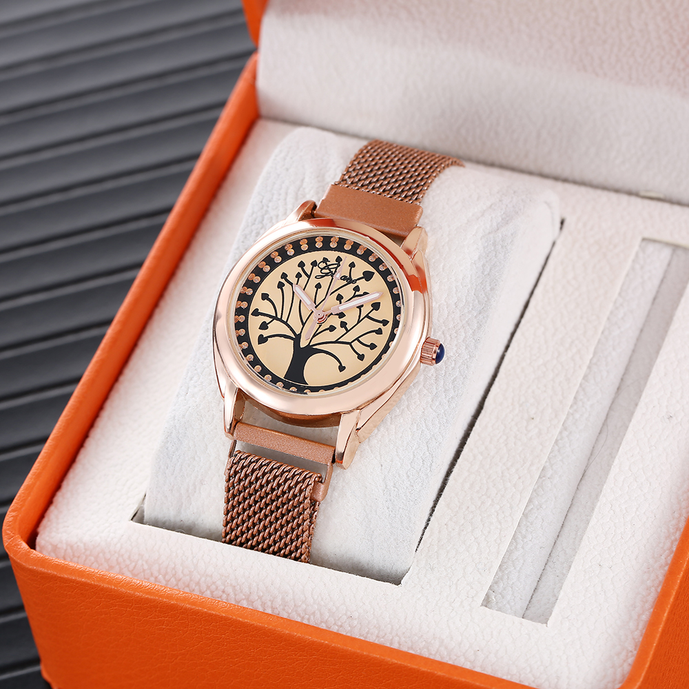 Fashion Tree Folding Buckle Magnet Buckle Quartz Womenu0027s Watches