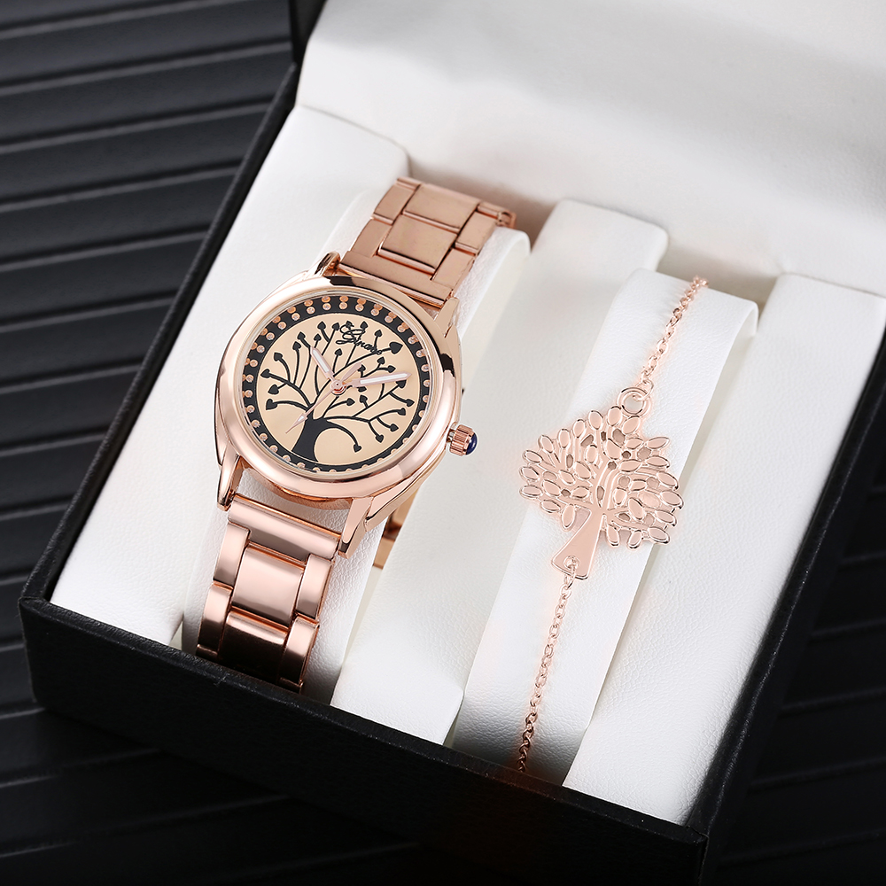 Fashion Tree Folding Buckle Magnet Buckle Quartz Womenu0027s Watches