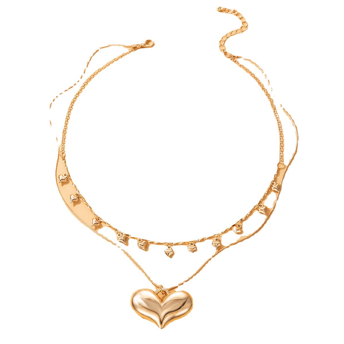 Simple Style Heart Shape Alloy Plating Unisex Layered Necklaces 1 Piece