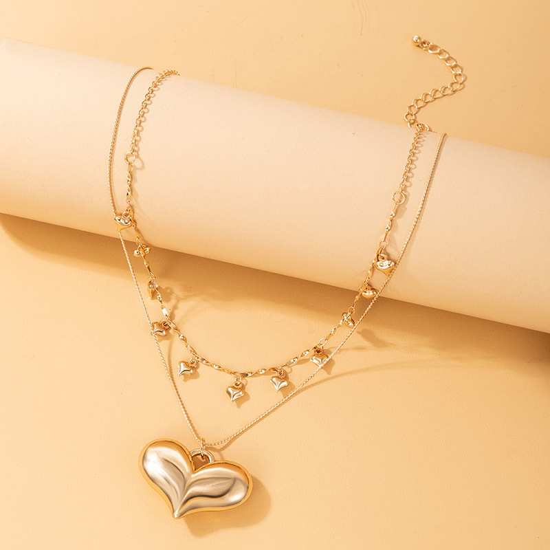 Simple Style Heart Shape Alloy Plating Unisex Layered Necklaces 1 Piece