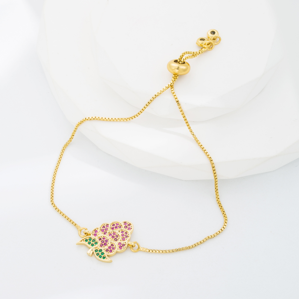 Simple Style Cactus Tree Frog Copper Inlay Zircon Bracelets 1 Piece