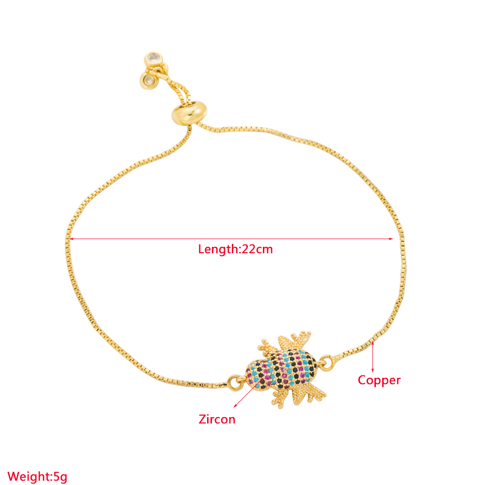 Simple Style Cactus Tree Frog Copper Inlay Zircon Bracelets 1 Piece