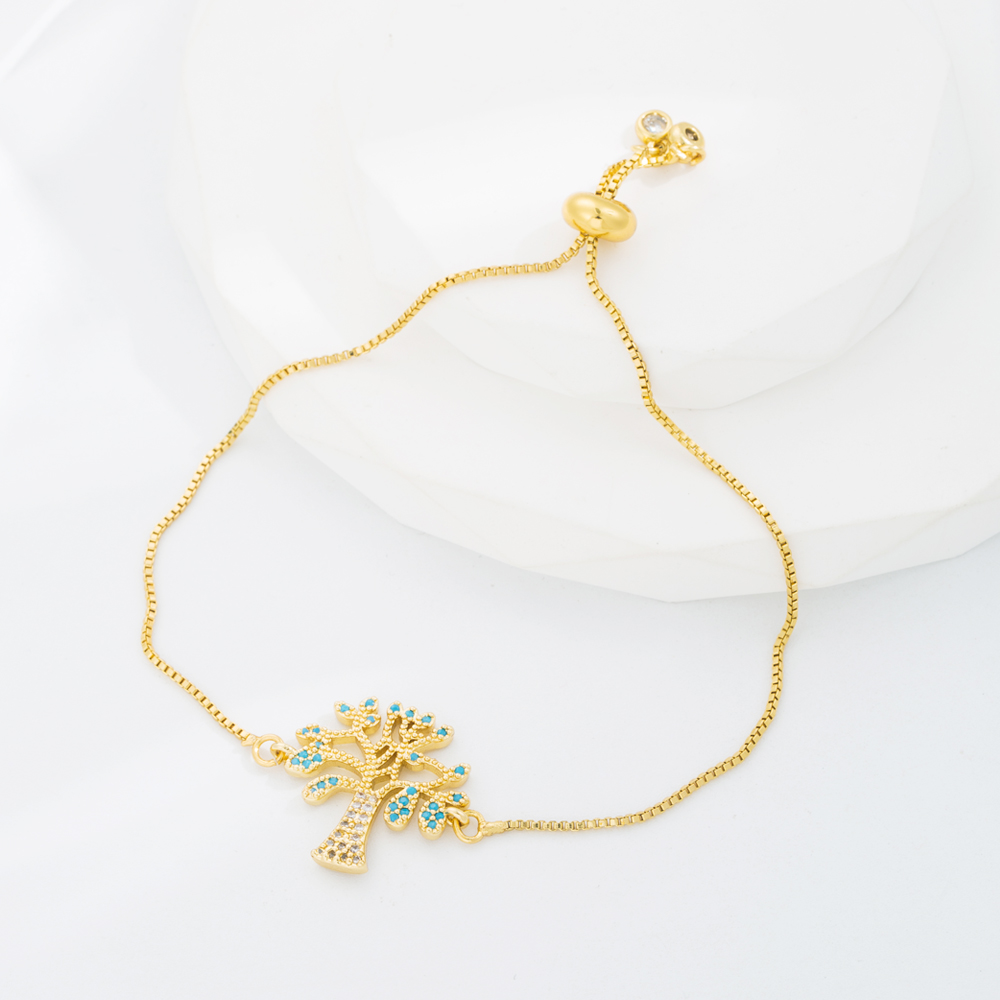 Simple Style Cactus Tree Frog Copper Inlay Zircon Bracelets 1 Piece