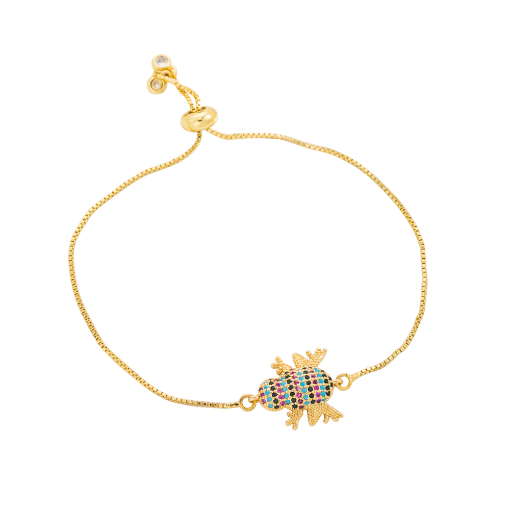 Simple Style Cactus Tree Frog Copper Inlay Zircon Bracelets 1 Piece