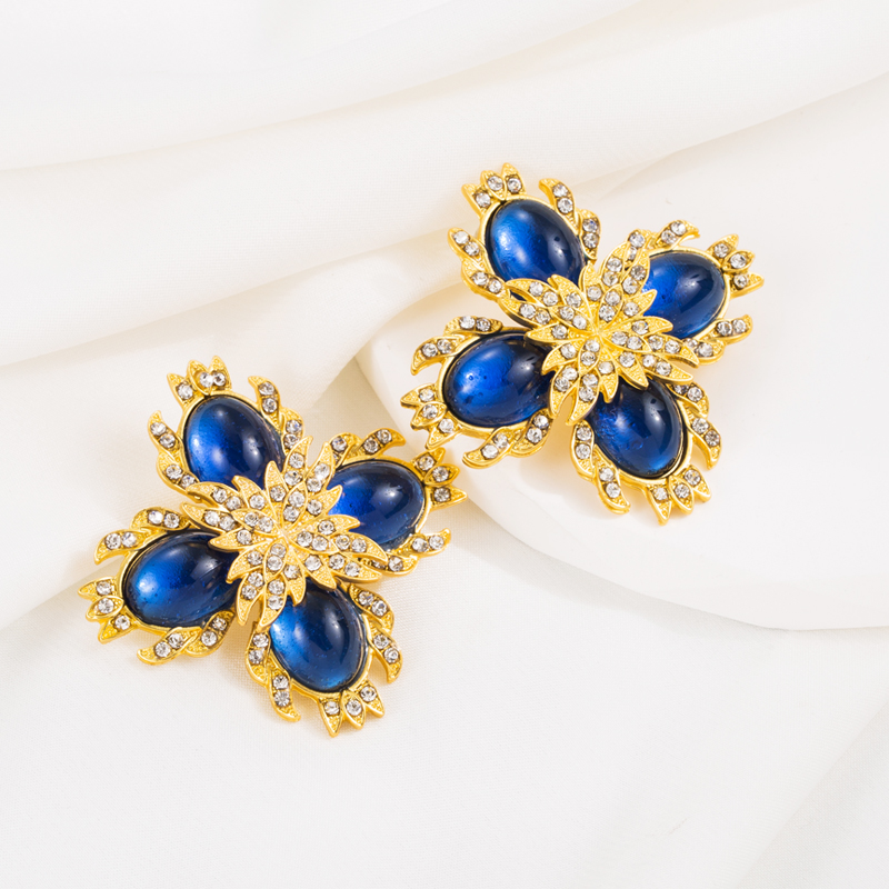 Vintage Style Geometric Alloy Plating Resin Rhinestones Womenu0027S Earrings 1 Pair
