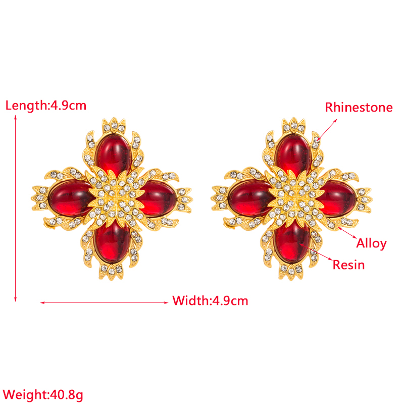Vintage Style Geometric Alloy Plating Resin Rhinestones Womenu0027S Earrings 1 Pair