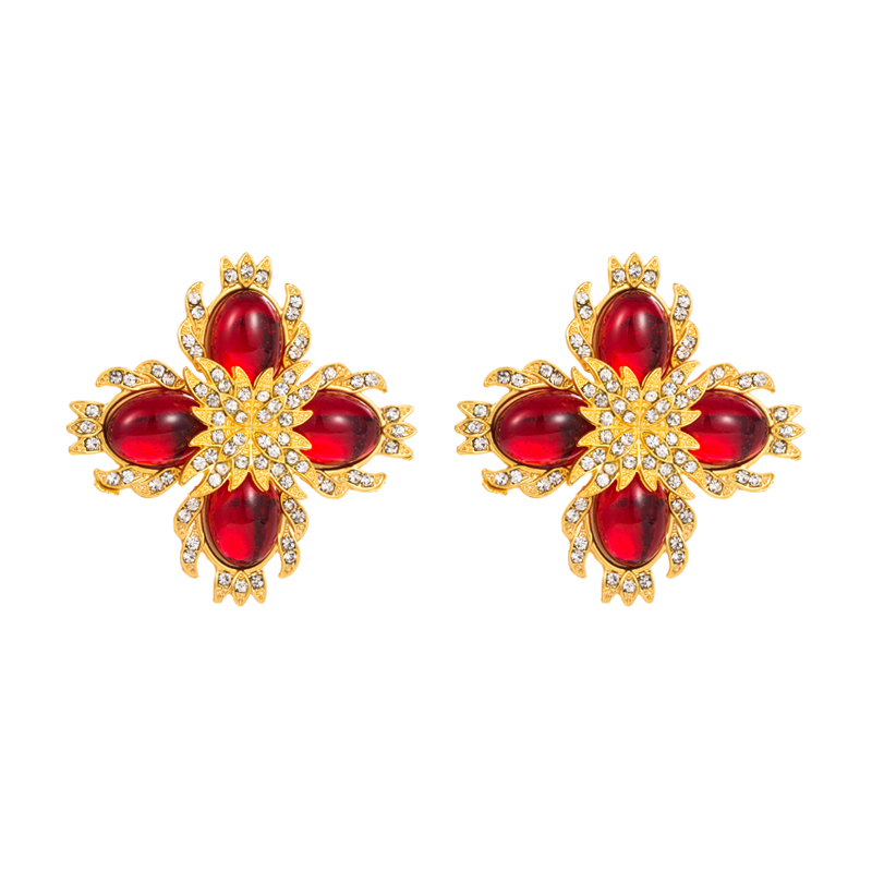Vintage Style Geometric Alloy Plating Resin Rhinestones Womenu0027S Earrings 1 Pair