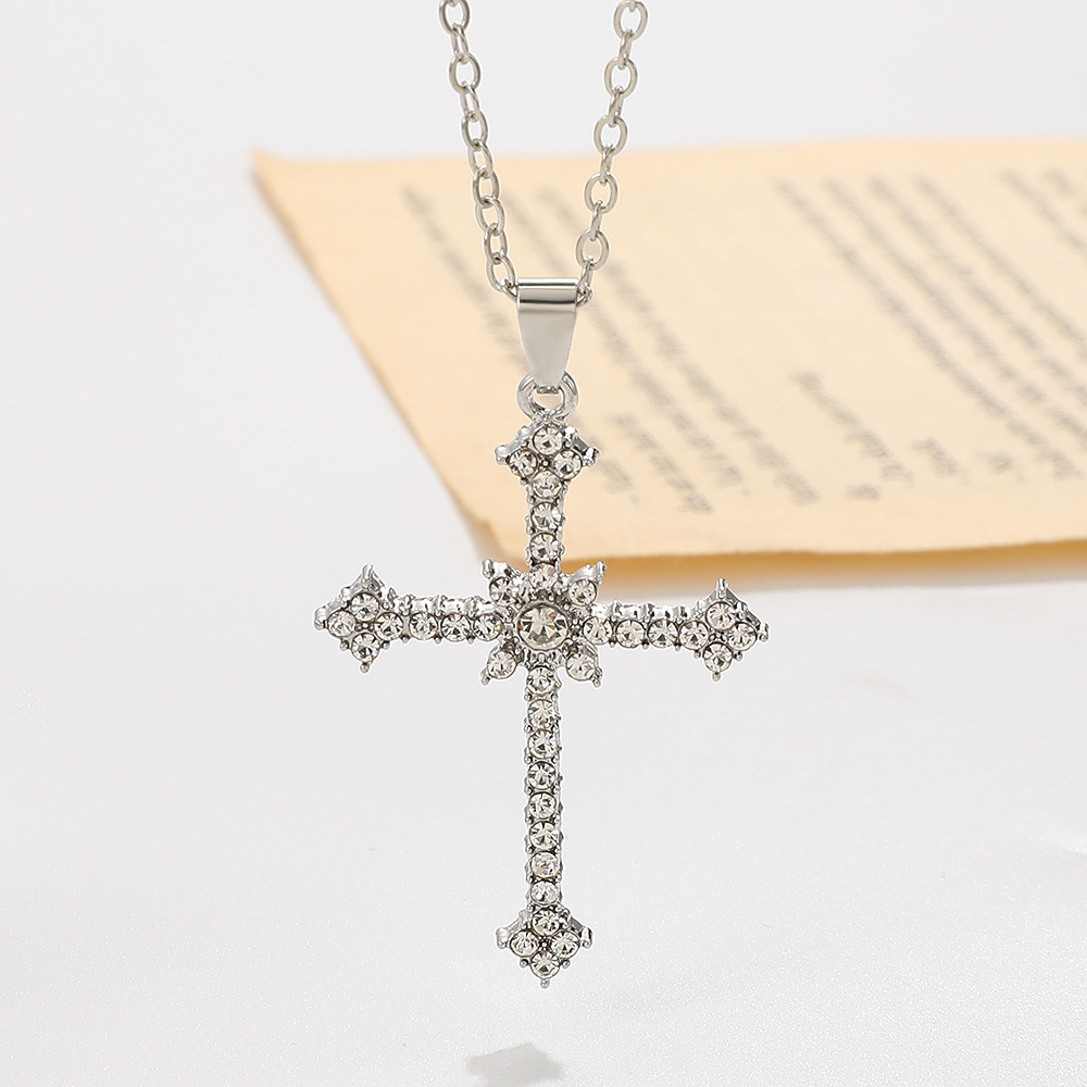 Fashion Cross Alloy Inlay Zircon Womenu0027S Pendant Necklace 1 Piece