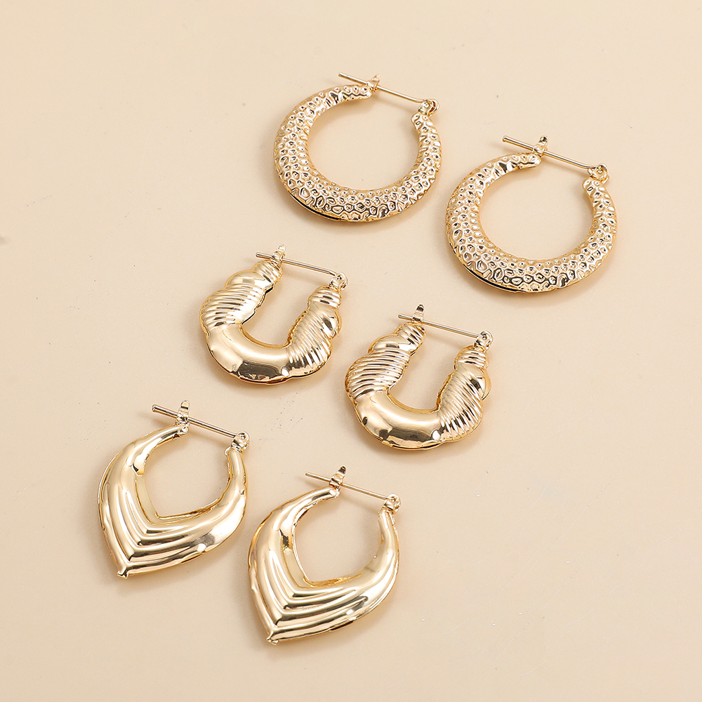 Exaggerated Solid Color Alloy Plating Womenu0027S Earrings 3 Pairs