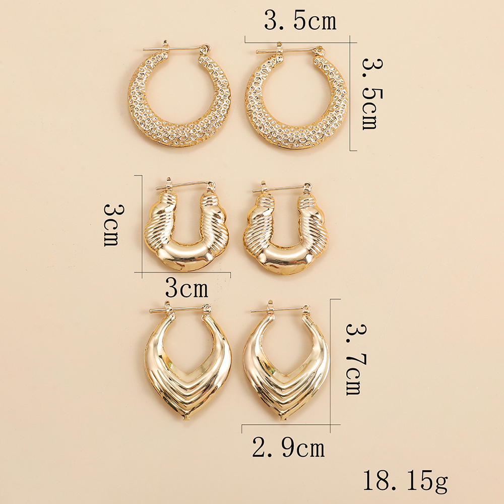 Exaggerated Solid Color Alloy Plating Womenu0027S Earrings 3 Pairs