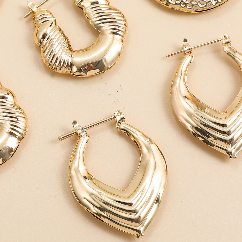 Simple Style Geometric Alloy Plating Womenu0027S Hoop Earrings 3 Pairs