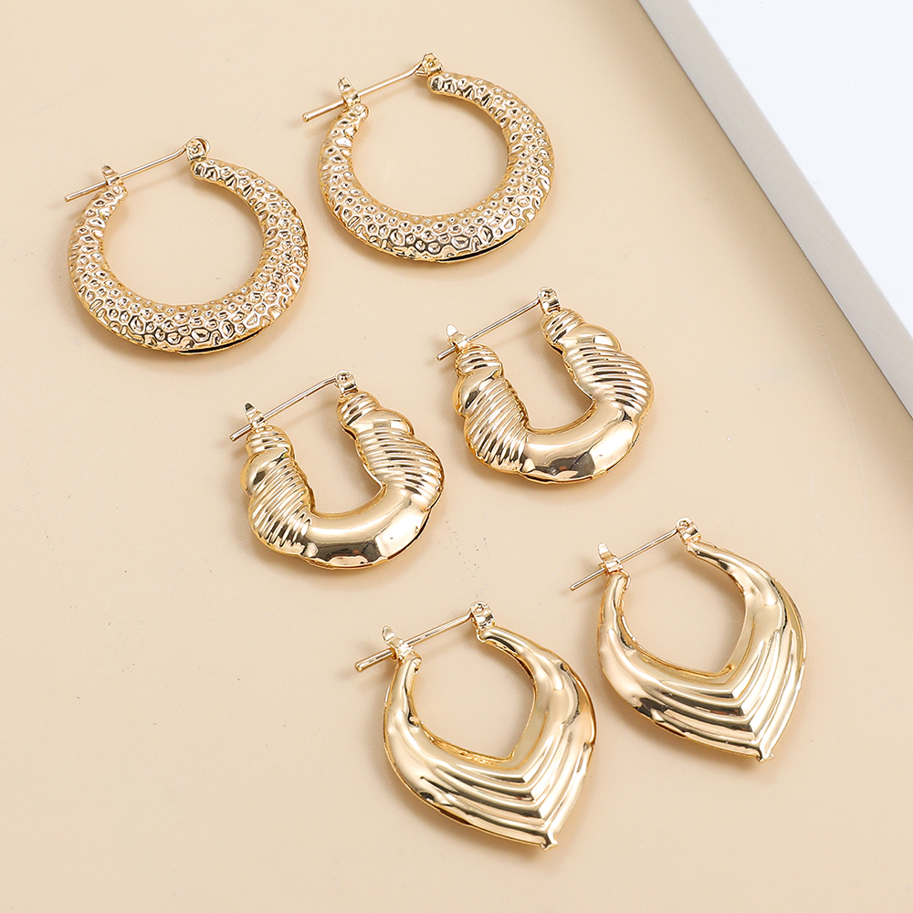 Simple Style Geometric Alloy Plating Womenu0027S Hoop Earrings 3 Pairs