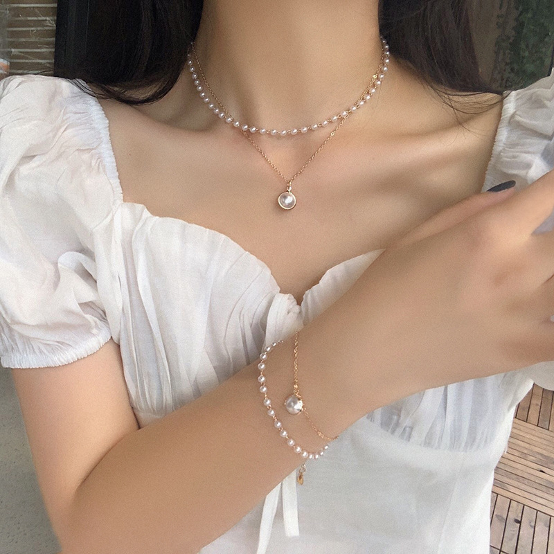 Elegant Round Imitation Pearl Alloy Womenu0027S Necklace 1 Piece