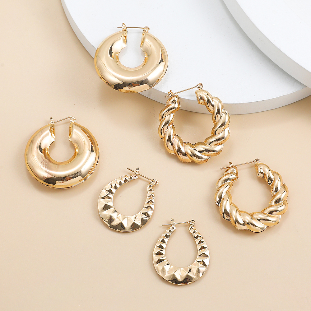 Basic Geometric Alloy Plating Womenu0027S Earrings 3 Pairs