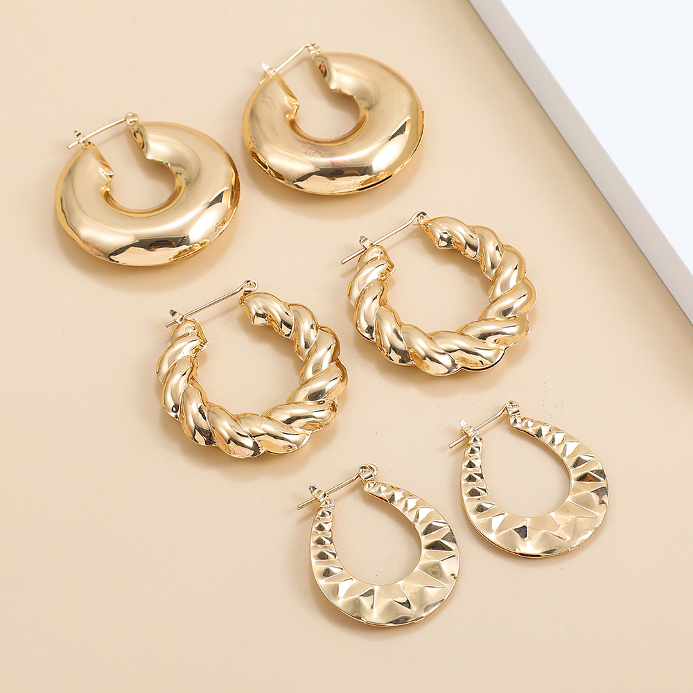 Basic Geometric Alloy Plating Womenu0027S Earrings 3 Pairs