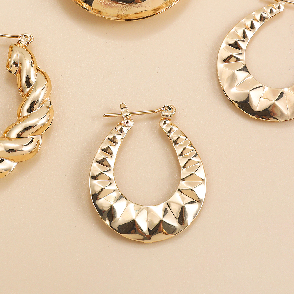 Basic Geometric Alloy Plating Womenu0027S Earrings 3 Pairs