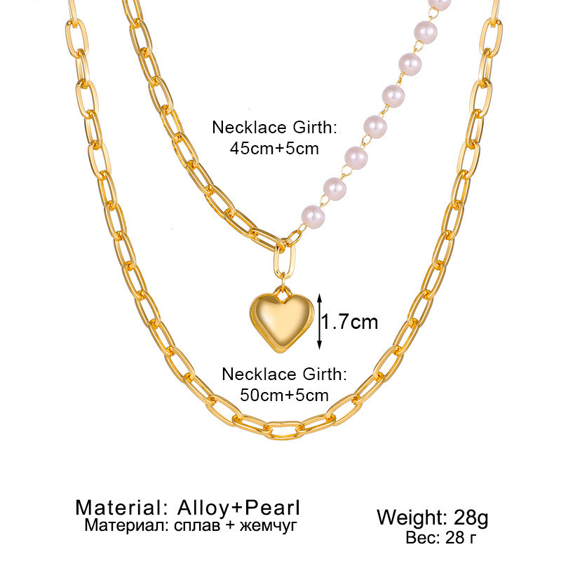 Elegant Heart Shape Imitation Pearl Alloy Womenu0027S Necklace 1 Piece