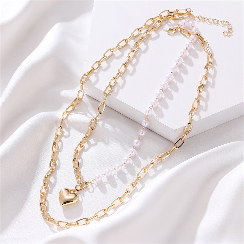 Elegant Heart Shape Imitation Pearl Alloy Womenu0027S Necklace 1 Piece