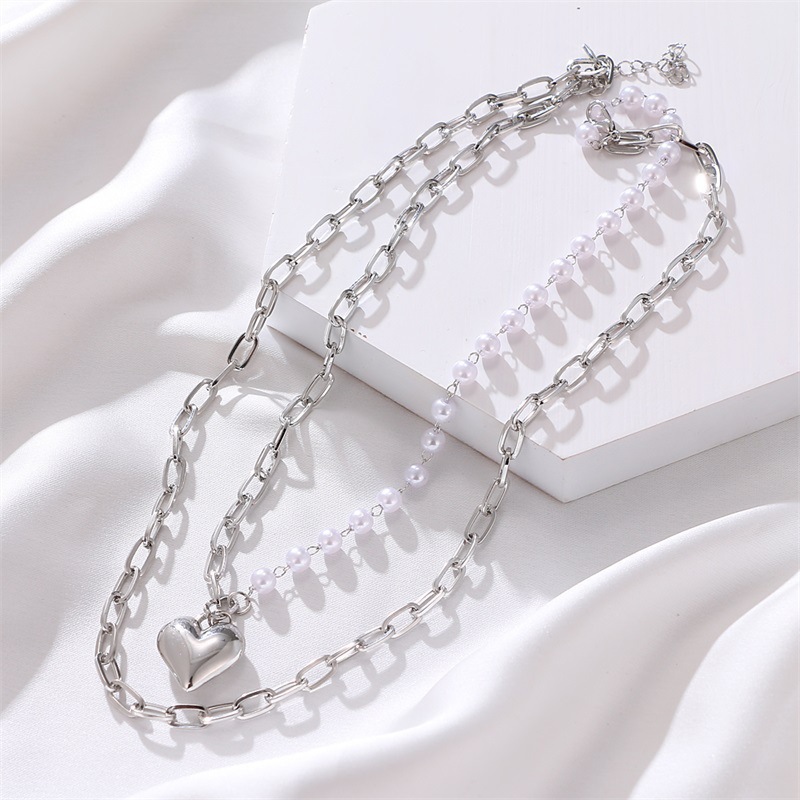 Elegant Heart Shape Imitation Pearl Alloy Womenu0027S Necklace 1 Piece