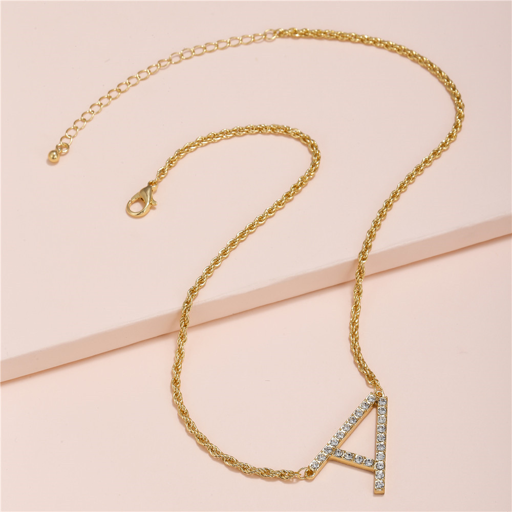 Simple Style Letter Alloy Inlay Rhinestones Womenu0027S Necklace 1 Piece