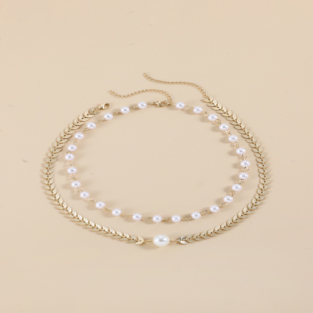 Simple Style Arrow Alloy Patchwork Artificial Pearls Choker 2 Pieces