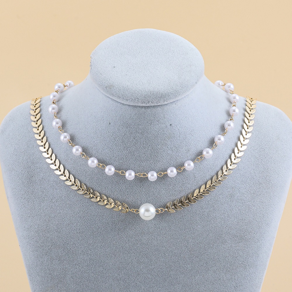 Simple Style Arrow Alloy Patchwork Artificial Pearls Choker 2 Pieces