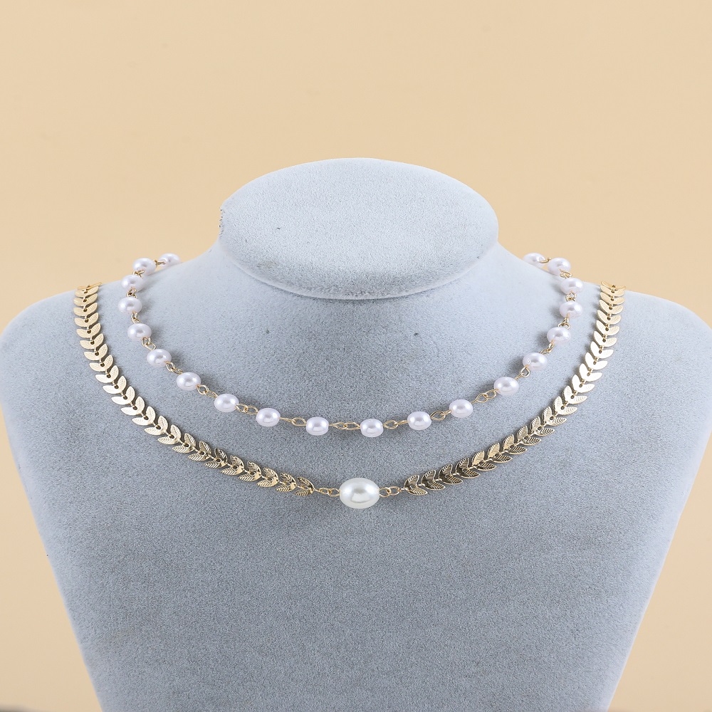 Simple Style Arrow Alloy Patchwork Artificial Pearls Choker 2 Pieces