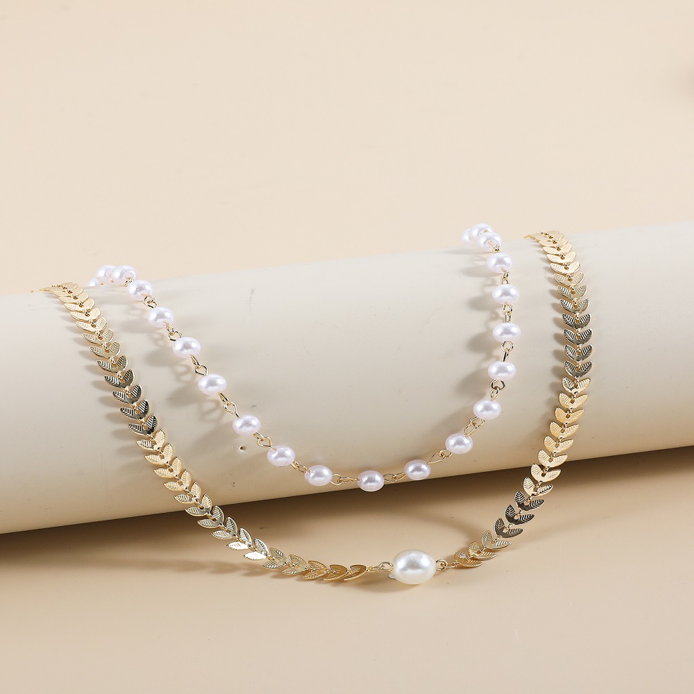 Simple Style Arrow Alloy Patchwork Artificial Pearls Choker 2 Pieces