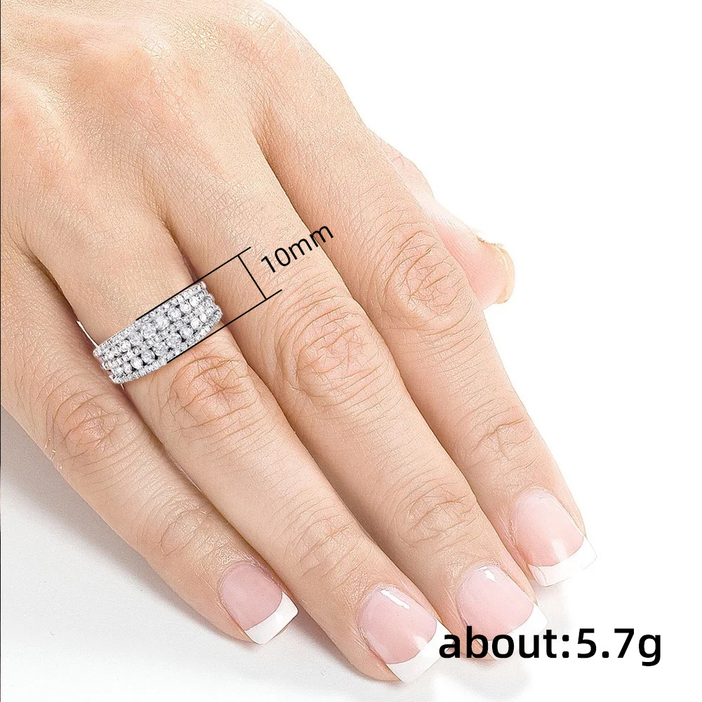 Luxurious Geometric Copper Inlay Artificial Diamond Rings 1 Piece