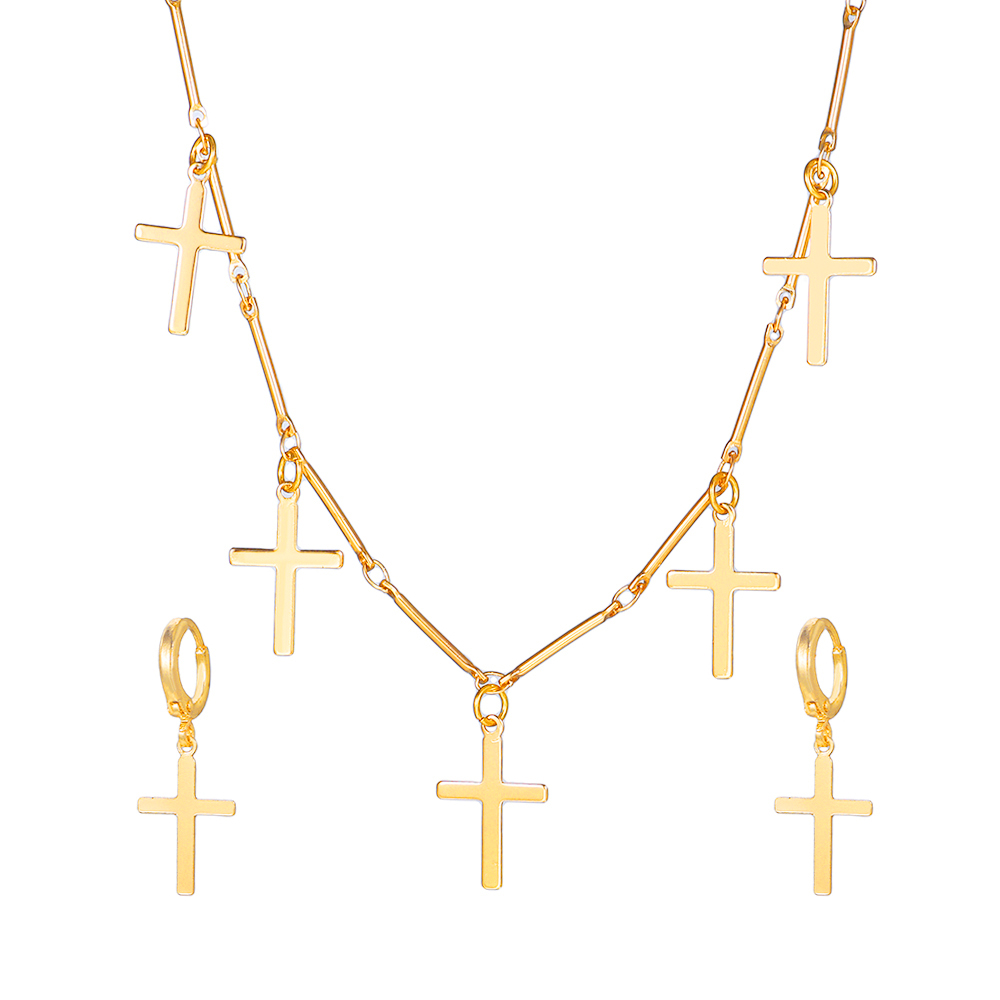 Simple Style Cross Alloy Womenu0027S Earrings Necklace