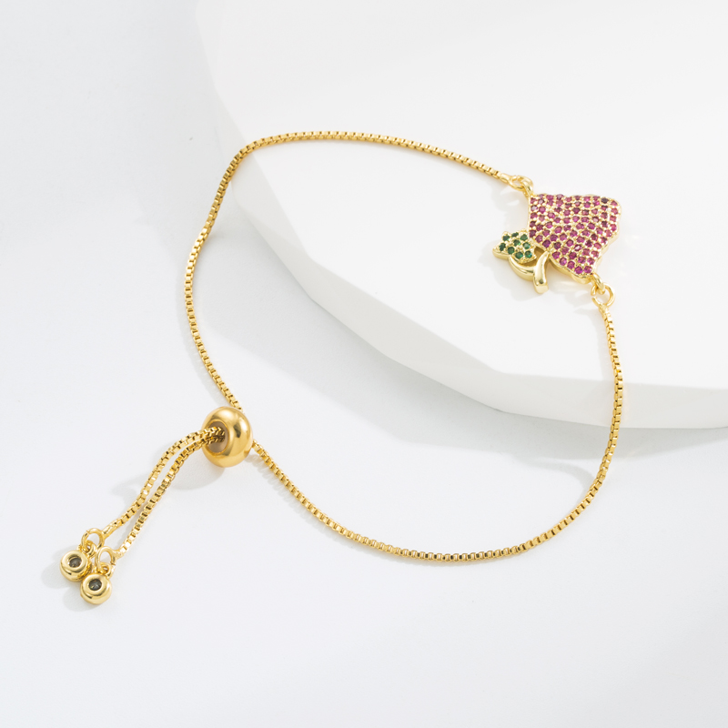 Fashion Heart Shape Grape Snowflake Copper Gold Plated Zircon Bracelets 1 Piece