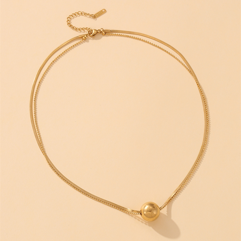 Simple Style Round Titanium Steel Plating Necklace 1 Piece