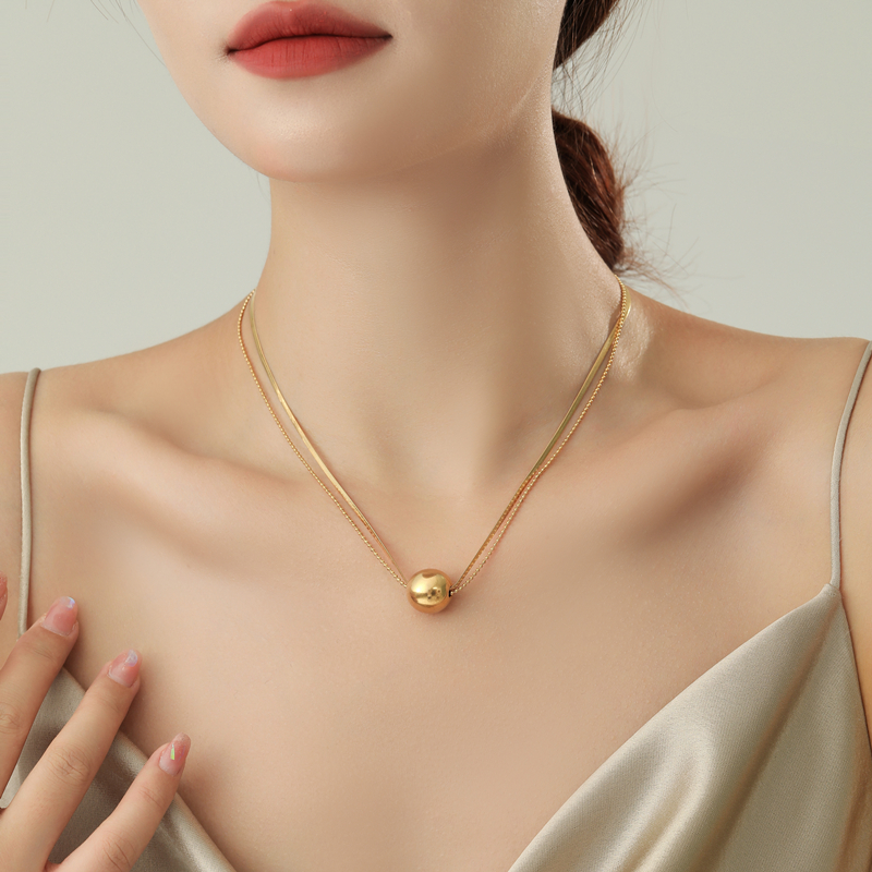 Simple Style Round Titanium Steel Plating Necklace 1 Piece