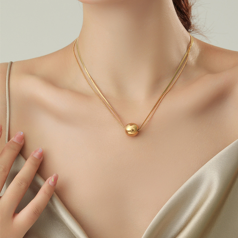 Simple Style Round Titanium Steel Plating Necklace 1 Piece