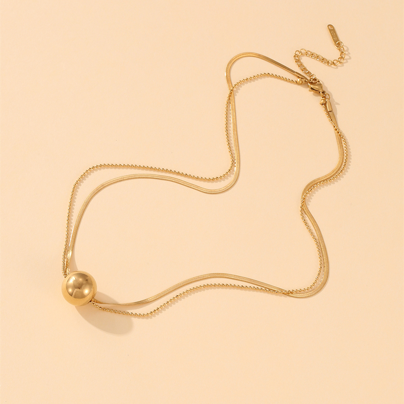 Simple Style Round Titanium Steel Plating Necklace 1 Piece