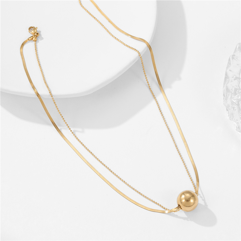 Simple Style Round Titanium Steel Plating Necklace 1 Piece