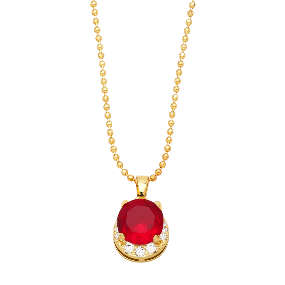 Simple Style Round Copper Gold Plated Zircon Pendant Necklace 1 Piece