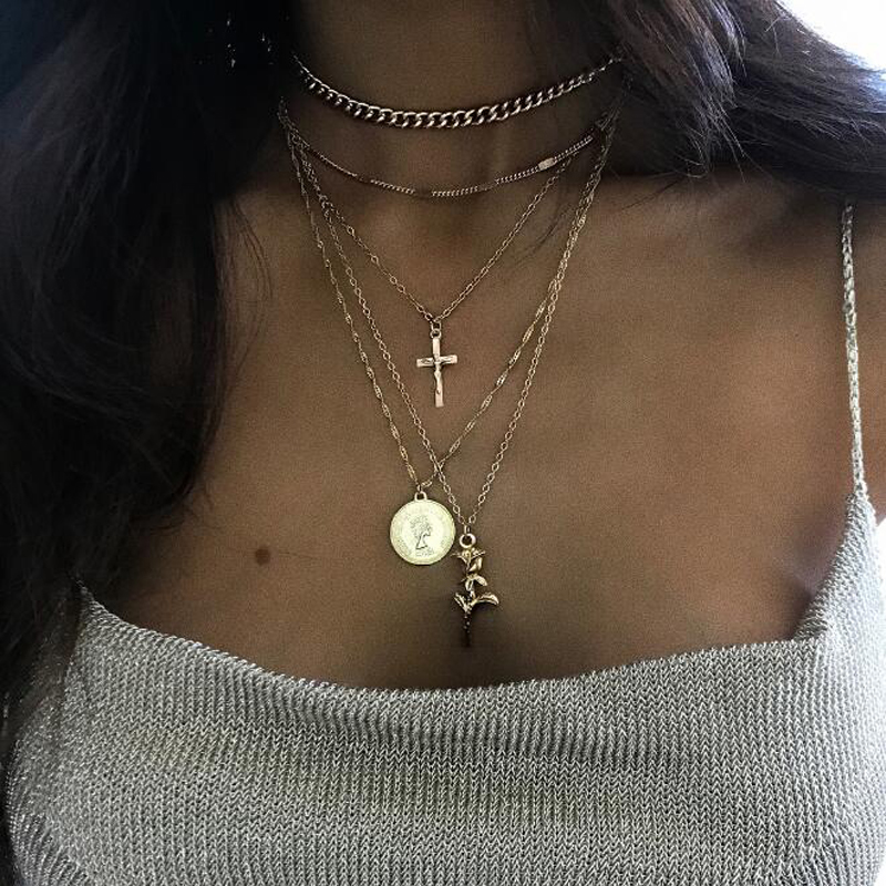 Fashion Cross Alloy Womenu0027S Layered Necklaces 1 Piece