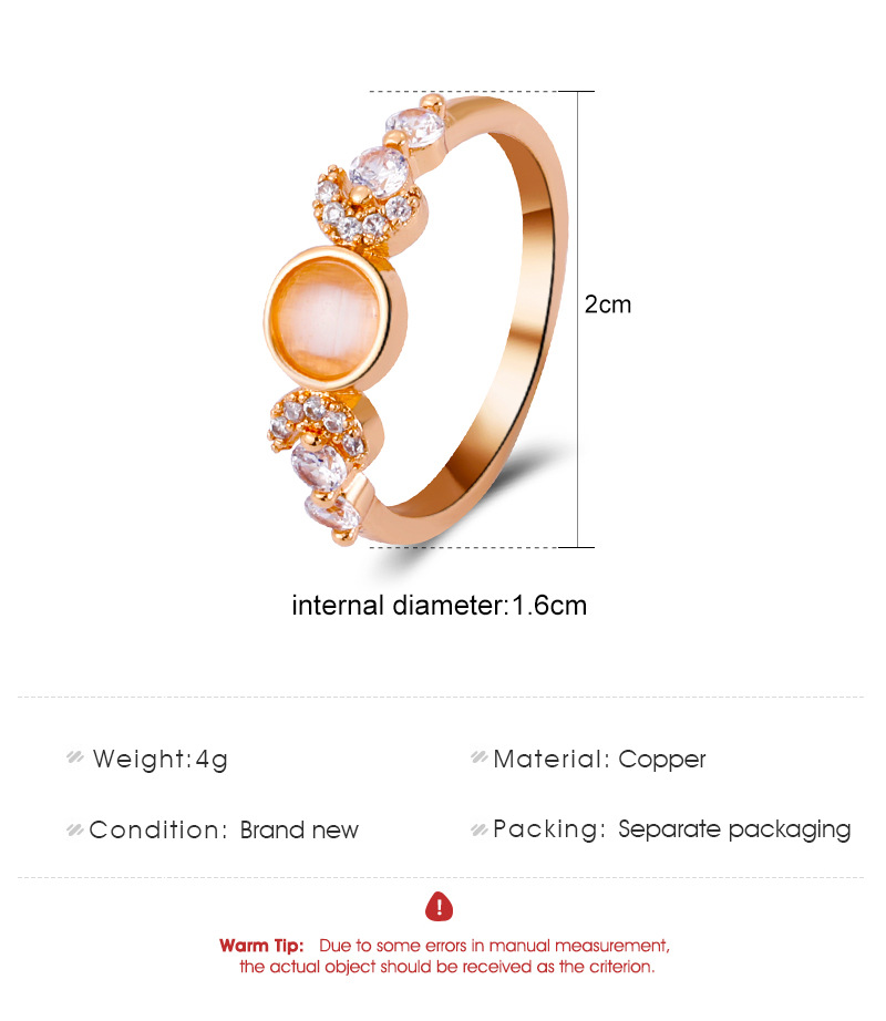 Fashion Moon Copper Inlay Zircon Rings 1 Piece