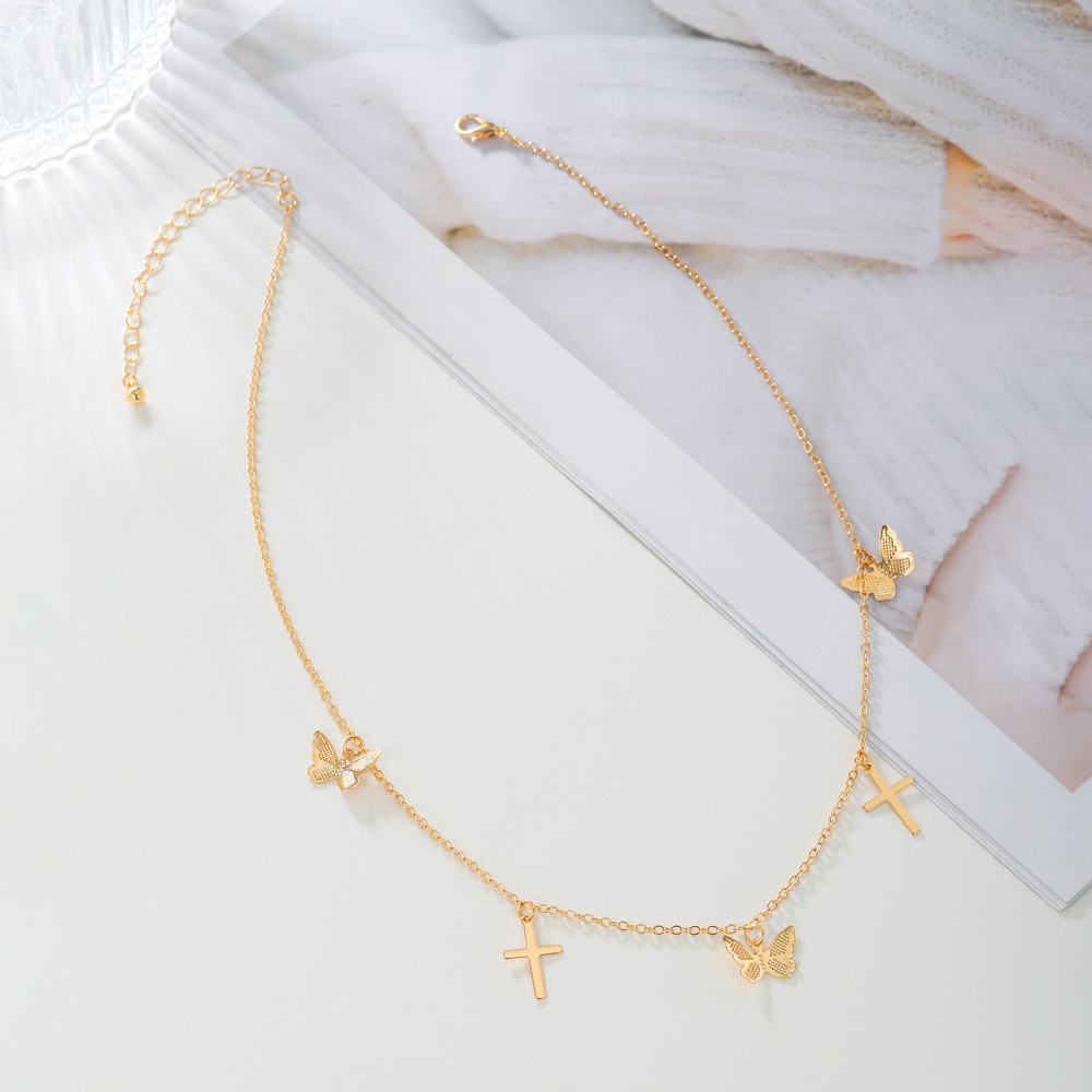 Elegant Cross Butterfly Alloy Plating Womenu0027S Necklace 1 Piece