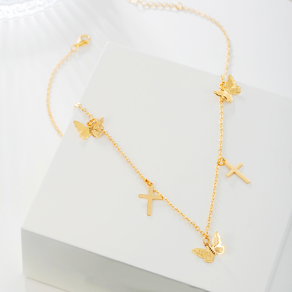 Elegant Cross Butterfly Alloy Plating Womenu0027S Necklace 1 Piece