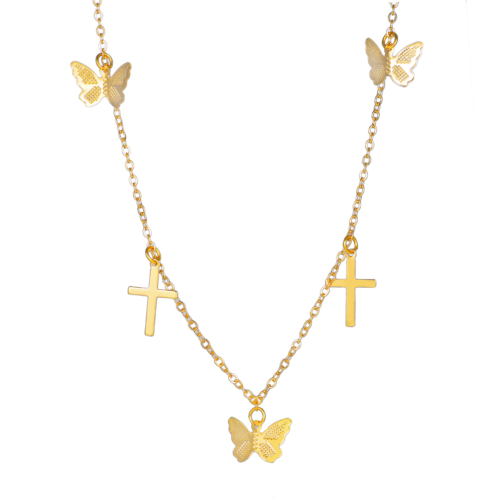 Elegant Cross Butterfly Alloy Plating Womenu0027S Necklace 1 Piece