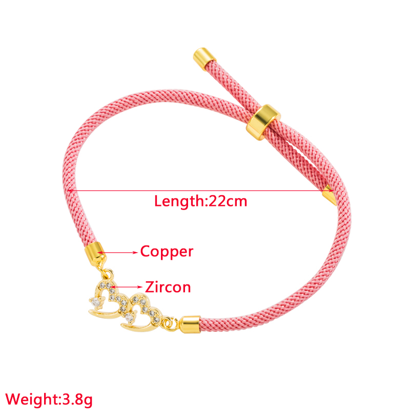 Simple Style Heart Shape Airplane rope Copper Inlay Zircon Womenu0027S Bracelets 1 Piece