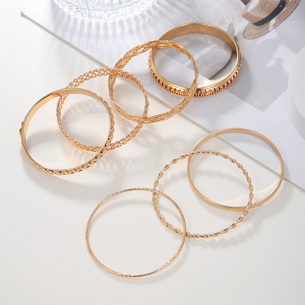 Fashion Geometric Alloy Plating Womenu0027S Bangle 7 Pieces